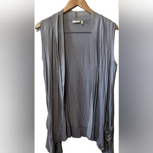 LOGO, Lori Goldstein, Charcoal-Mossy-Gray,Rayon, Sleeveless,Knit,Pockets! Medium